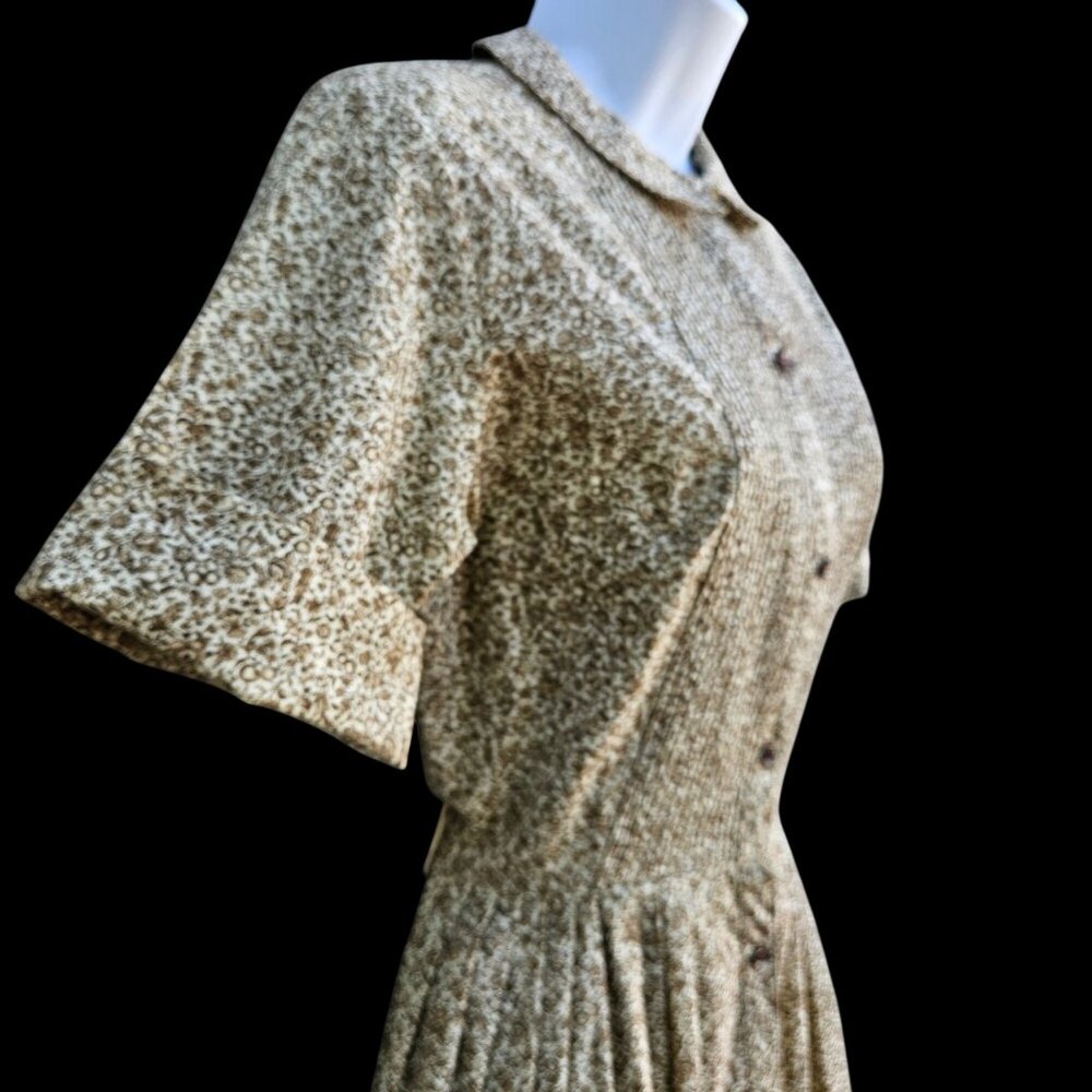 Vintage 1950s Carol Brent Cotton Shirt Dress XS Tiny Waist Hourglass - Picture 8 of 14